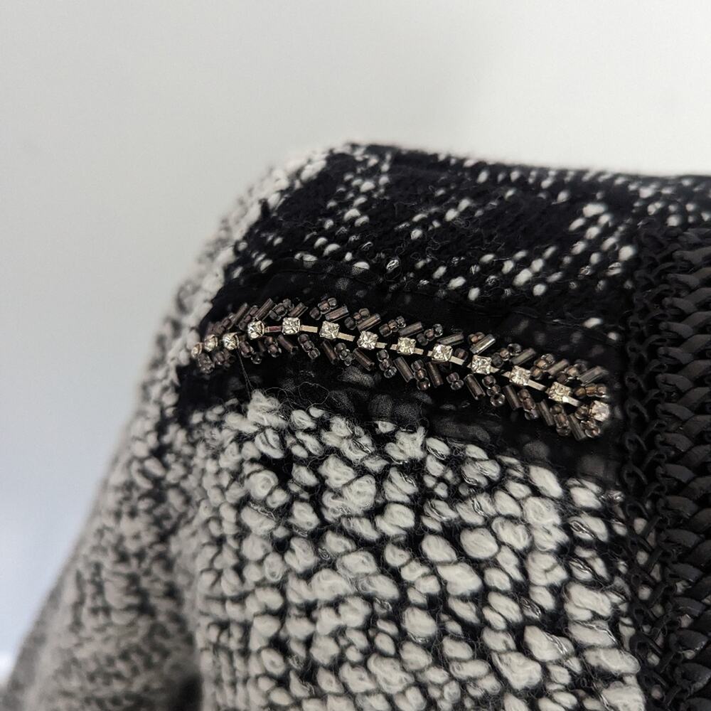 Chico's Black & White Textured Open-Front Cardigan Blazer - Picture 6 of 9